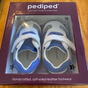NEW • PediPed Baby Boy Shoes | White/Blue | 12-18m